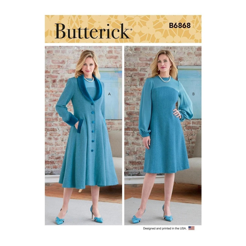 Butterick‎ Sewing Pattern 6868 R11127 Coat Dress Misses Size 8-16